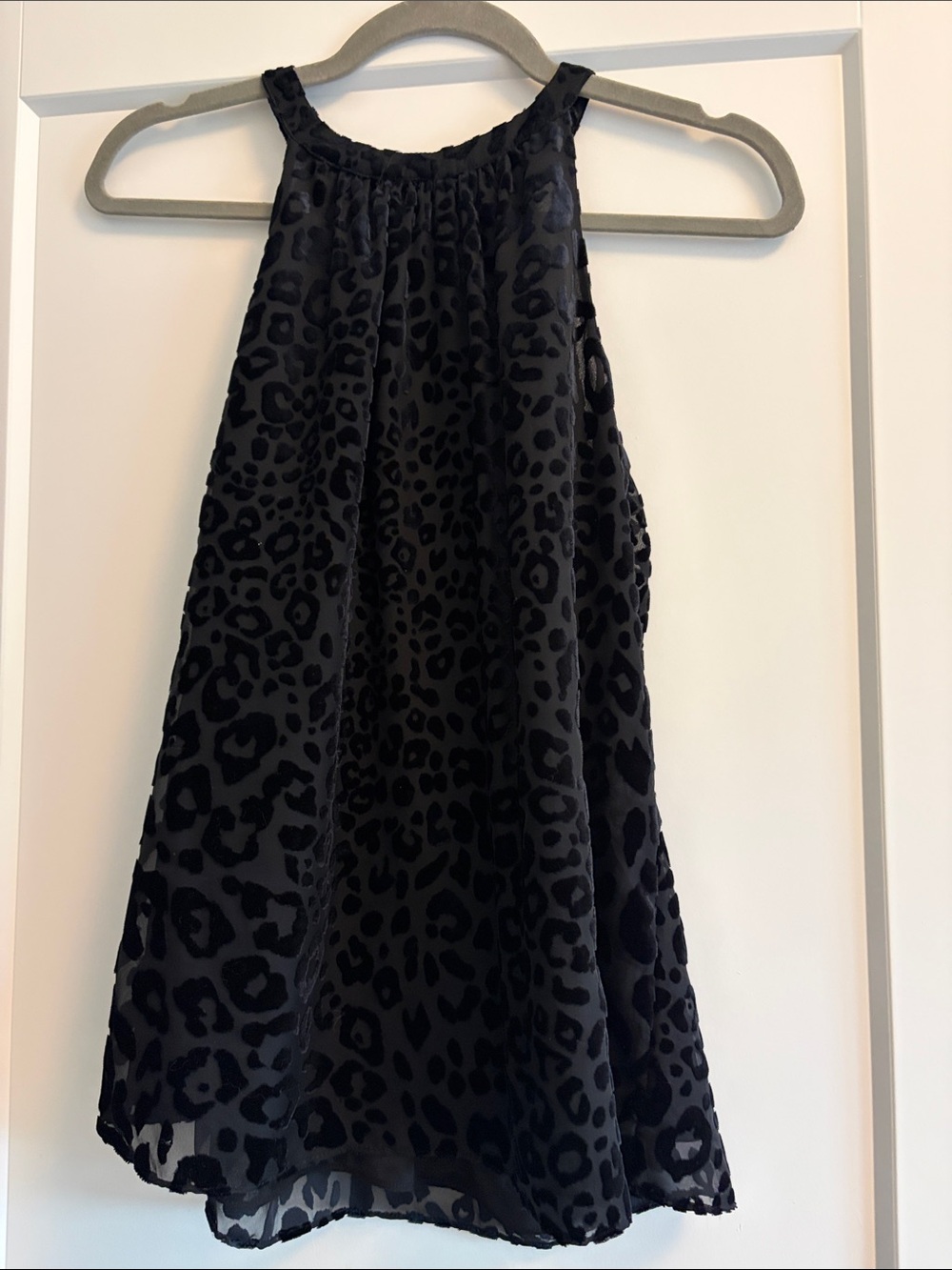 Black Velvet Animal Print Halter Top